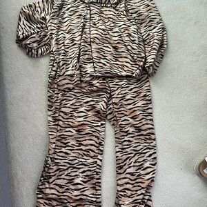 Victoria's Secret Black and Tan Pajama Set with Zebra Print